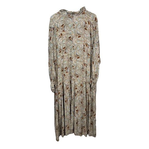 Dress Forum Paisley Tiered Long Sleeve Maxi Dress Medium Brown Blue Peasant - Picture 3 of 7